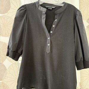 Veronica Beard Black Blouse with Button Detail